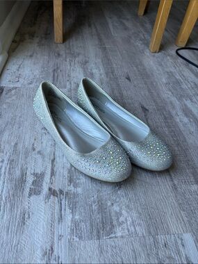 Hot Cakes Silver Rhinestone Ballet Flats